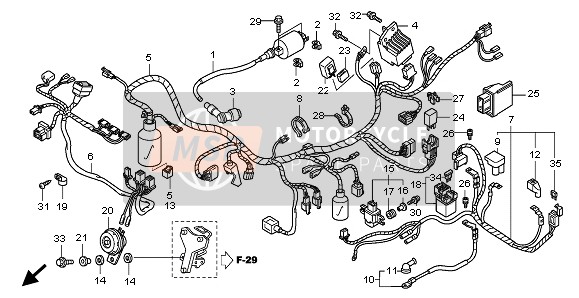 Honda ANF125 2007 Mazo de cables para un 2007 Honda ANF125